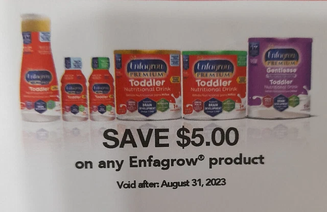 (8) Checks $32 Value Enfagrow Formula Coupon Lot Expires 8/31/23