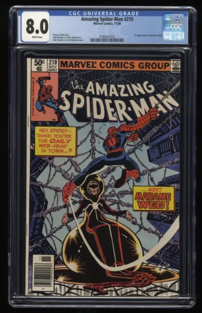 Amazing Spider-Man #210 CGC VF 8.0 White Pages 1st Appearance Madame Web!