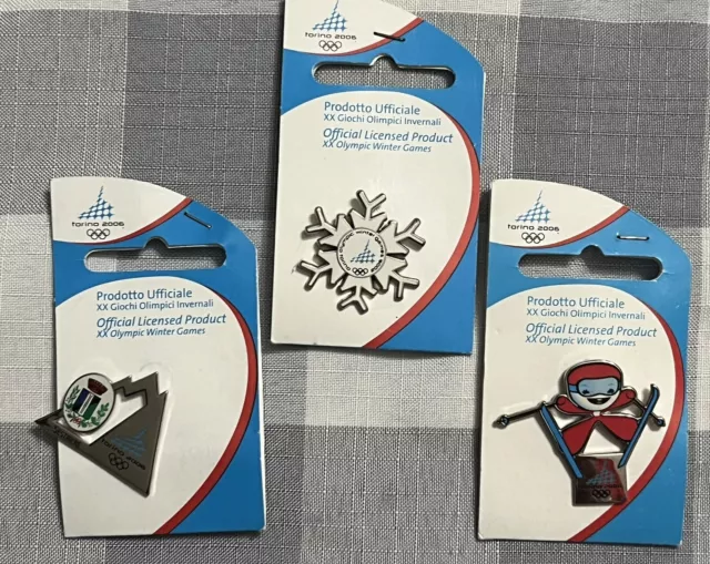 Set Of 3 2006 Torino Olympic Winter Games Pins On Original Folders XX Official