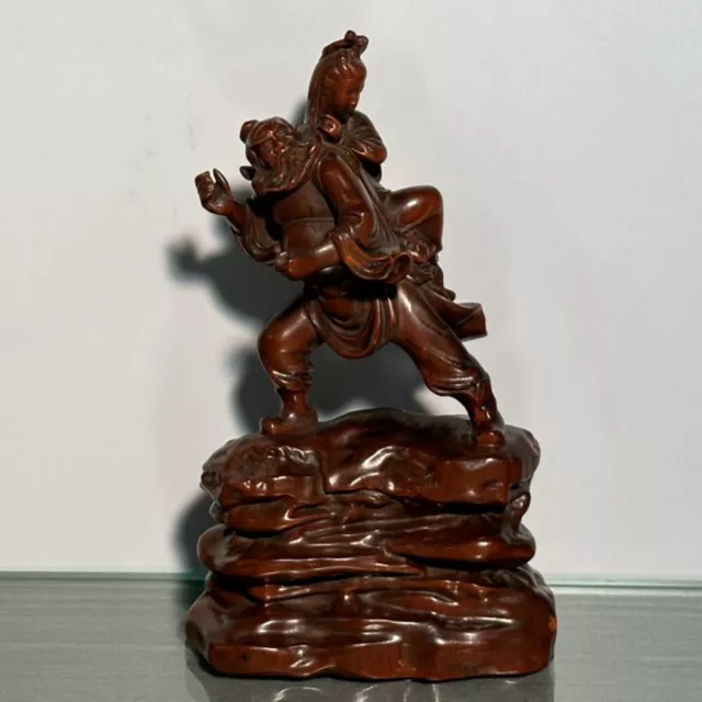Chinese Natural Boxwood Carved Figure Statue Wood Sculpture Figurines Home Decor