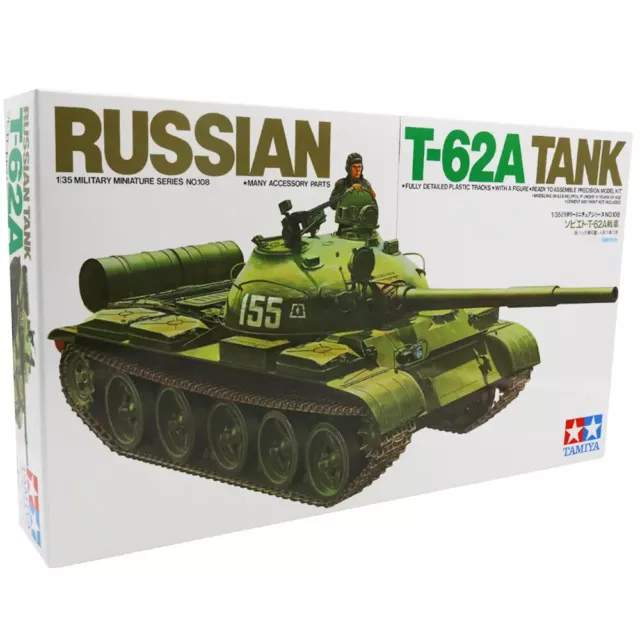 Tamiya Russian T-62A Tank Military Plastic Model Kit 35108 Scale 1:35 Detailed