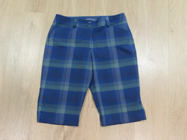 NIKE GOLF~ Dri-Fit Women's Blue Green Plaid Bermuda Golf Shorts~ 8   Excellent!