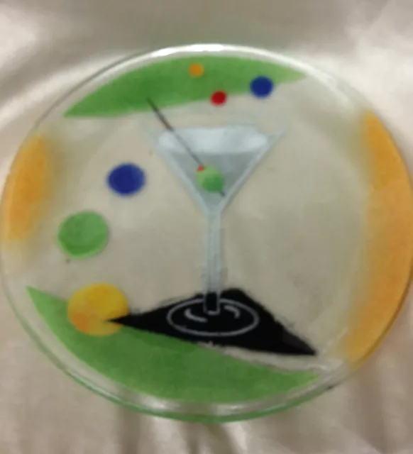 Inkogneto 56311 Fusion Cocktails Classic Martini Art Glass Plate 7 7/8" Mcgrath