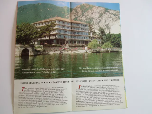 HOTEL SPLENDID travel brochure BAVENO Lago Maggiore ITALY vintage 2