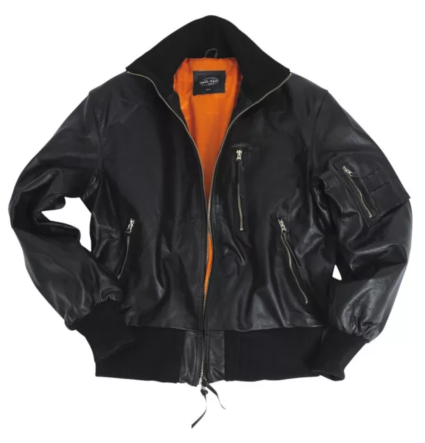 BW Fliegerjacke Pilotenjacke Bomberjacke Lederjacke schwarz