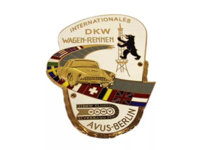 Emaille Kühlerplakette Plakette Emblem Schild DKW Wagenrennen Avus Berlin