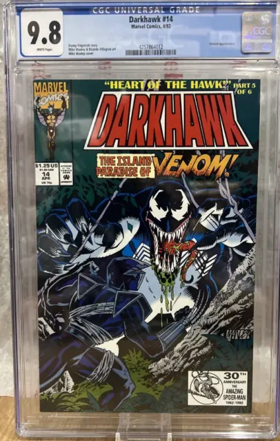 Darkhawk #14 MARVEL Comics 1992  Cgc 9.8 Venom Key Comic New Slab Rare SpiderMan