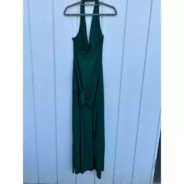 NWT Revolve Rachel Pally Antonia Deep V Halter Maxi Dress, Malachite Green, sz M 2