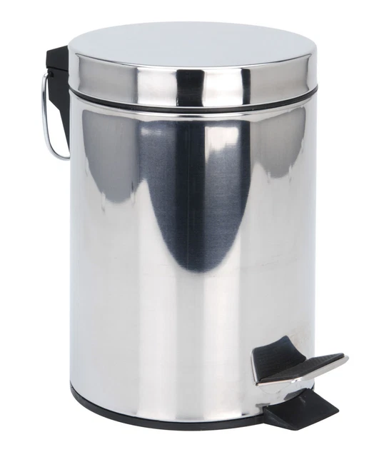Edelstahl Treteimer silber - 20 L - Kosmetik Pedal Badezimmer Müll Eimer rund