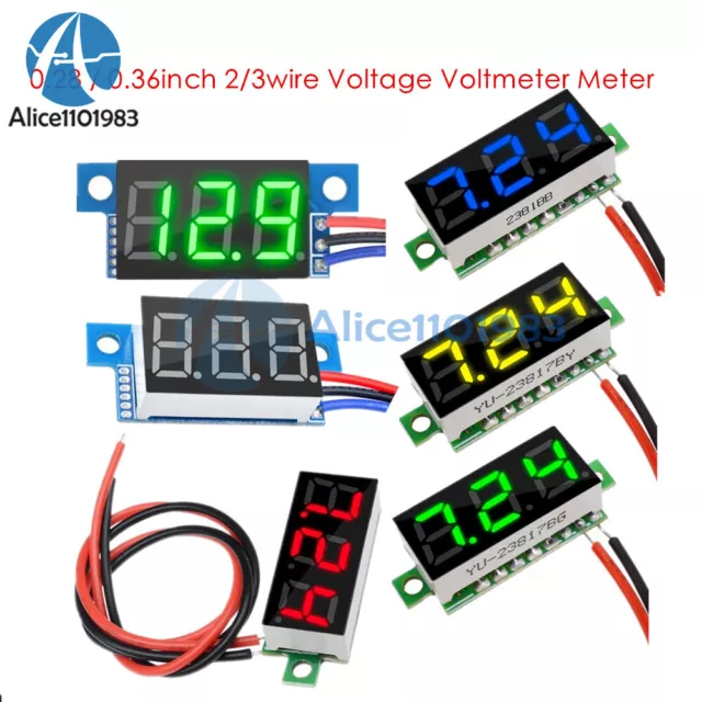 0.28/0.36Inch 2/3Wire Mini DC 0-99.9V LED Display Panel Voltmeter Voltage Meter