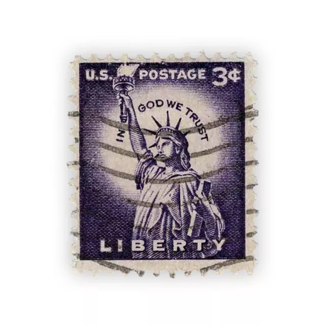 TIMBRE RARE - USA STATUE DE LA LIBERTÉ 3 CENTS « Violet oblitéré / 1954 »