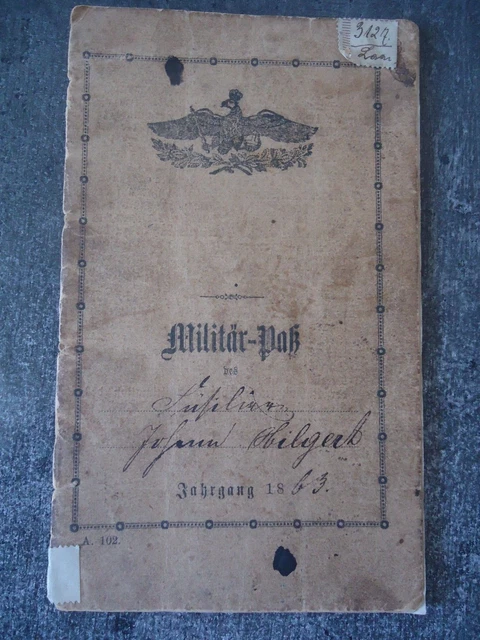 TOP! Militär-Paß IR 69 Kriegsteilnehmer 1866 + 1870/71 Königgrätz Thionville etc