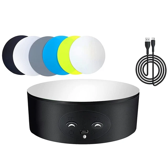 Présentoir Rotatif à LED - Plateau Miroir Tournant 360°, éclairage RGB, Charge Max 5kg, Diamètre 10/15/20cm