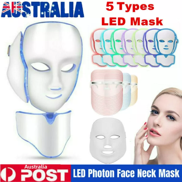 3/7 Color LED Light Facial&Neck Photon Mask Therapy Skin Care Rejuvenation Spa