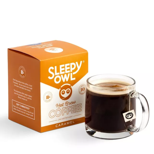 Sleepy Owl Caramel Sol Café Dip Sacs Fait 10 Tasse, Set De 10 Sacs