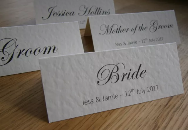 Tarjetas de nombre personalizadas para mesa de boda con lugar - marfil blanco