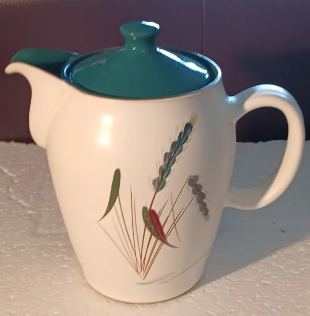 Denby Greenwheat Coffee Pot 2 pint Signed A Colledge 7"