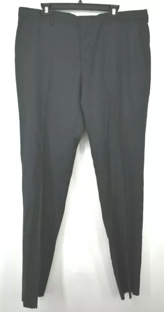 Hugo Boss Mens Black Huge/Genius Slim Fit Solid Wool Trousers Partial Lined 46R