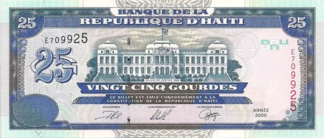 25 Gourdes Circulated Banknote. single 25 Gourdes bill. Haiti 25 gourdes 2000s