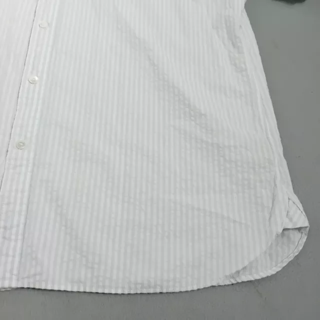 Burberry Brit Mens Shirt Large Cotton Seersucker Blue White Stripes 3