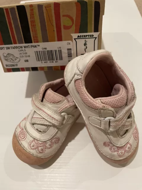 Stride Rite SRT Farrow Toddler Baby Girls Size 4M White and Pink Shoes Sneakers