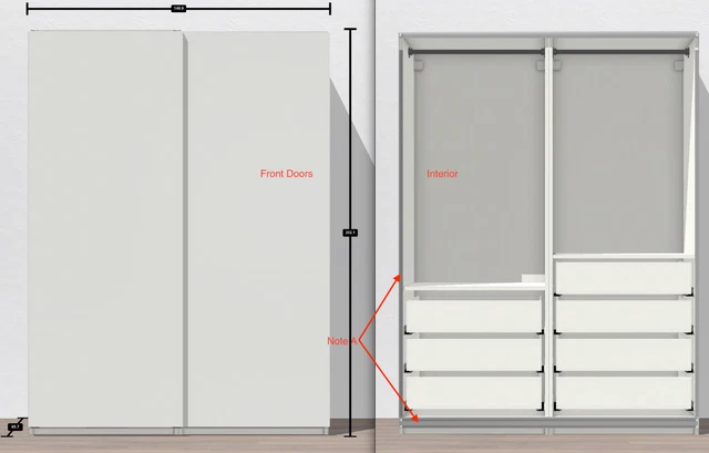 Armadio IKEA PAX con 2 ante scorrevoli BIANCO 7 cassetti 2 ripiani 2 binari 200x150x60 £550+