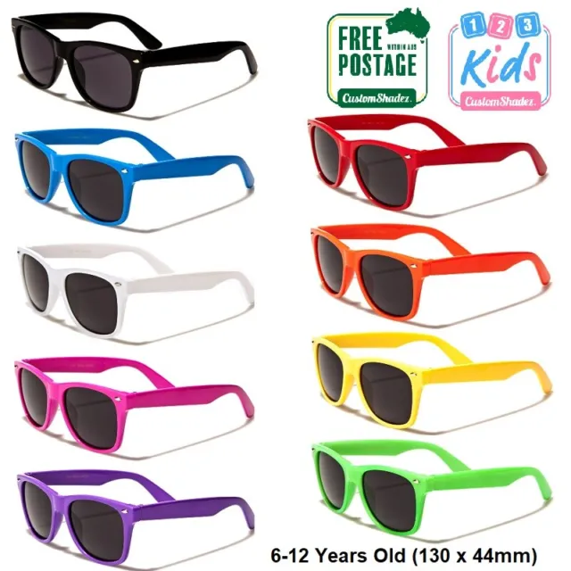 Kids / Children's Sunglasses - Boys / Girls 6-12 Years- Retro Frame-Gloss Finish