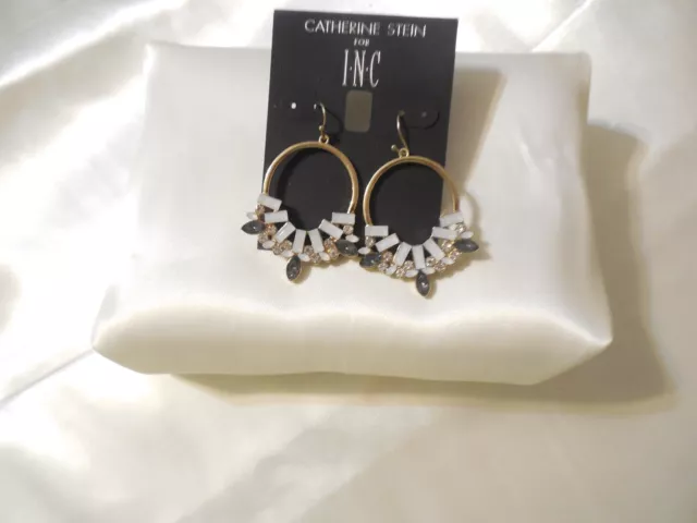 Inc International Concepts Gold-Tone Jeweled Hoop Earrings Y479