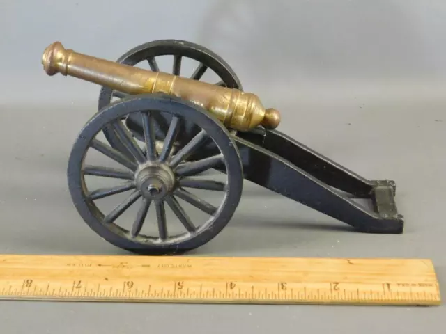 Vintage Toy Model Cannon Cast Iron & Brass  Made In The USA