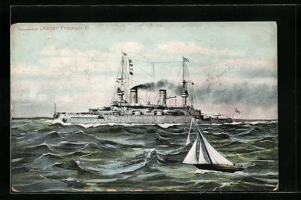Ak SMS Pocket Battleship Kaiser Friedrich Iii. On High Lake