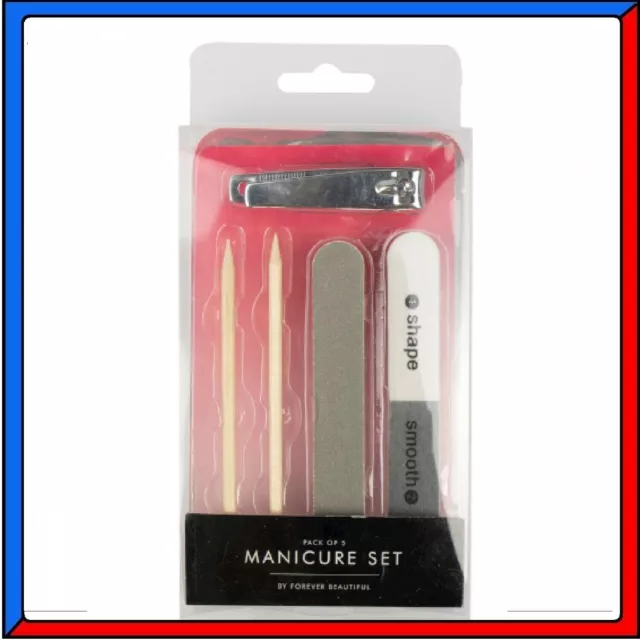 Set 5pz Manicure Pedicure Lima Tagliaunghie Bastoncini Buffer per Cura Unghie