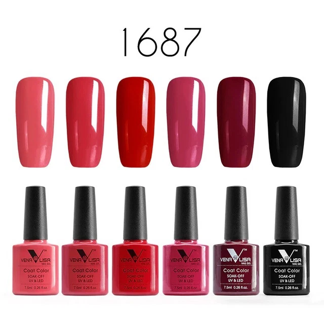 Venalisa Lasting 7.5ml Soak off UV LED Gel Nail Polish 0.26fl Set of 6 Pcs 1687