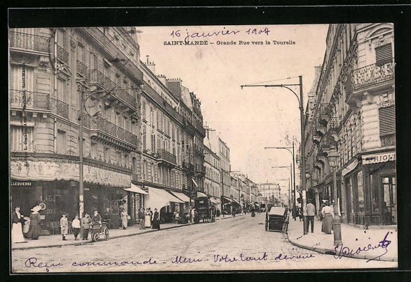 CPA Saint-Mande, Grande Rue vers la Tourelle 1904