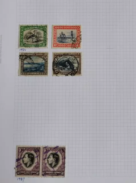 South West Africa stamps from 1931 on 2 album pages