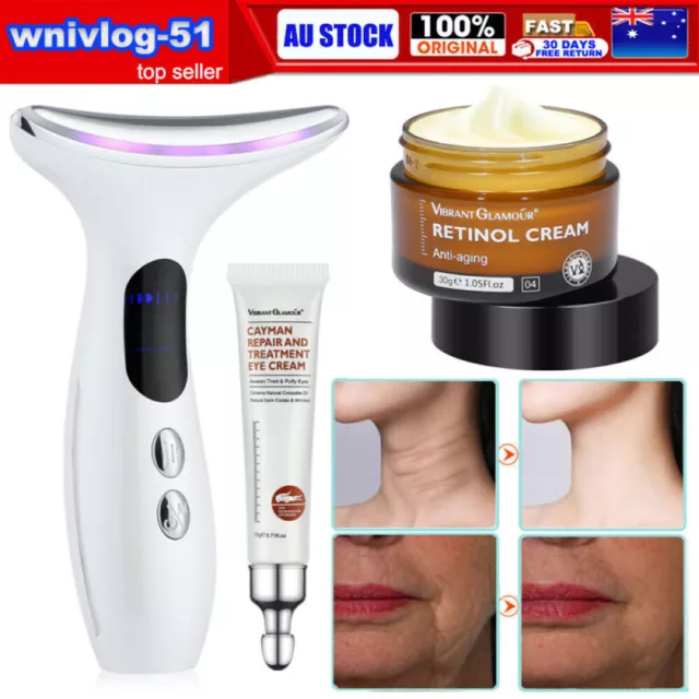 Neck Face Lifting Massager LED Photon Therapy Beauty Machine Anti-aging Cream AU