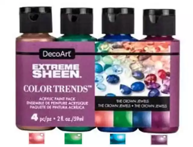 DecoArt Extreme Sheen Acrylic Paint 4 Bottle Value Pack The Crown Jewels DASK523