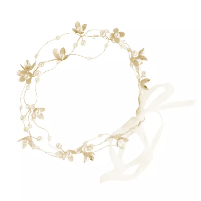 Boho Hair Vine Pearl Crown Bridal Flower Headband Wedding Headpiece 2