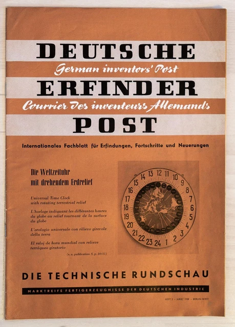 Deutsche Erfinder Post März 1958 Heft 3 Berlin West