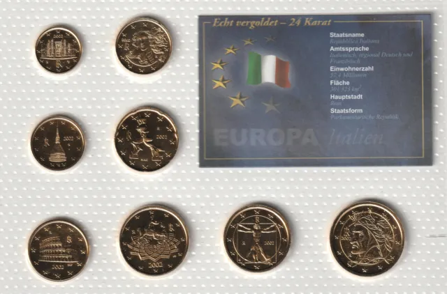 Euro-Kursmünzensatz Italien - vergoldet