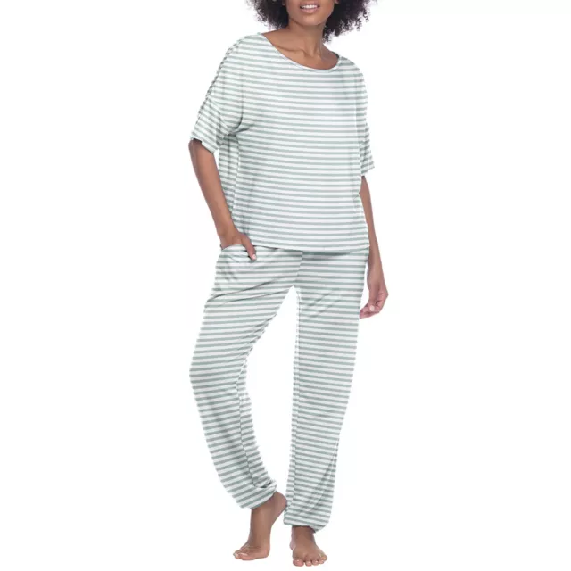 Honeydew Women's 2-Piece Lounge Pajama Set, Chilled Stripe, Large
