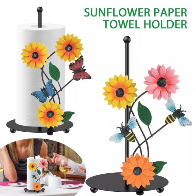 Sunflower Paper Towel Holder Iron Art Sunflower Kitchen Roll Stand EmClh