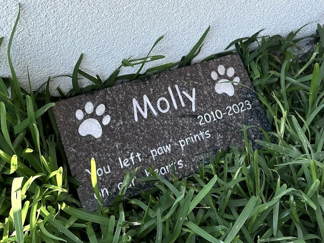 Custom Pet Memorial Granite Cat Dog Paw Headstone Grave for Garden Marker AUS