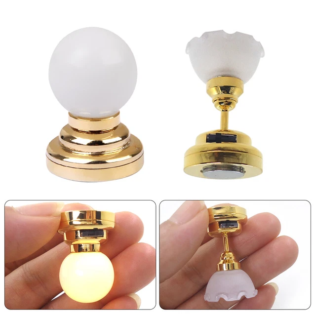 Dolls House Miniature   White Ceiling LED Light Lighting  / Battery