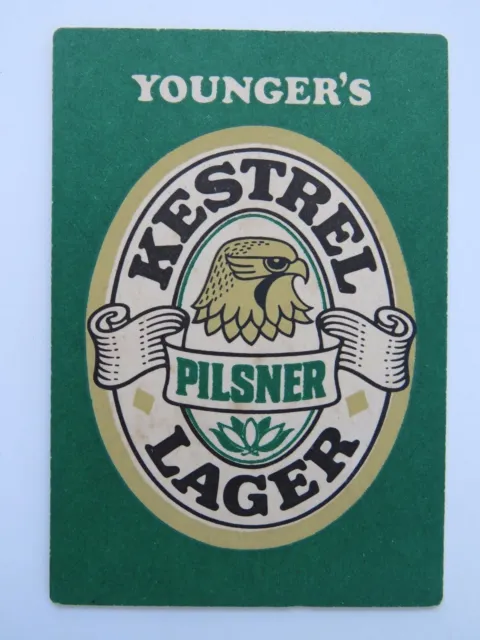Beer Brewery Coaster ~*~ William Younger’s Kestrel Pilsner ~ Edinburgh, SCOTLAND