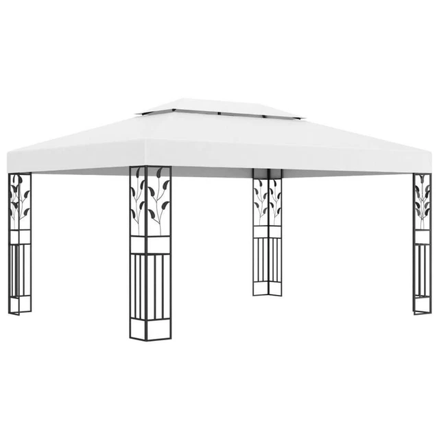 Pavillon Doppeldach LED Lichterketten 3 x 4m Partyzelt mehrere Auswahl Weiß