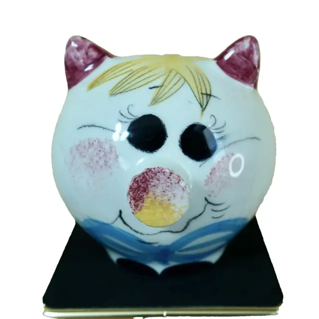 Quadrifoglio Ceramica Piggy Bank Pig 50s MCM Italian Pottery VTG Hand Painted