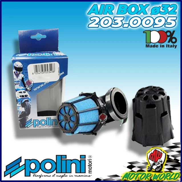 Filtro Aria Diritto Polini 203.0080 Per Carburatore PHBG/Mikuni Da 32mm, Per Scooter E Moto, Colore Nero
