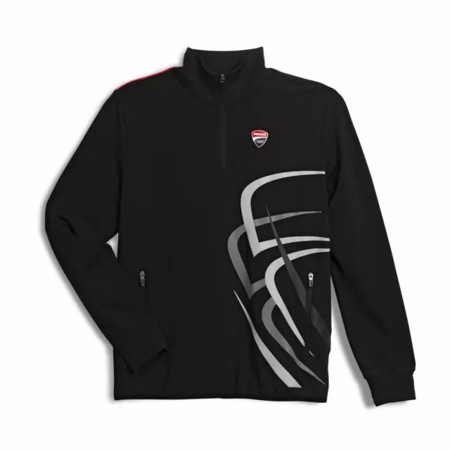 DUCATI CORSE Fitness SweatShirt Pullover 1/2 Zip Shirt schwarz NEU 2024