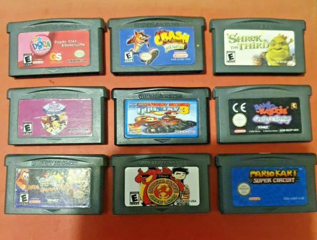 Nintendo Game Boy Advanced GBA Assorted games Mario Kart Donkey kong etc