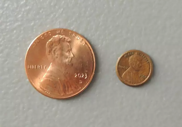 Vintage Mini Lincoln Cent 1964 3/8" Novelty Penny Inflation Money